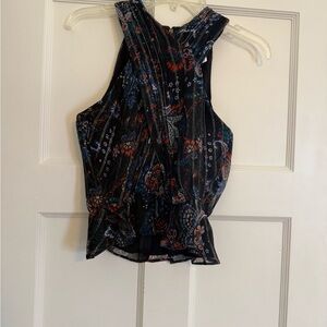 Veronica Beard Black and Red Floral Tank Top